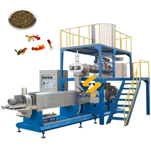 Automatic aquatic tilapia catfish fish feed extruder / pet dog cat food processing machine
