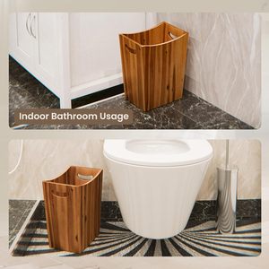 Cubo de basura de madera maciza rectangular de 12L o más, contenedor de residuos portátil para interiores, para el hogar, la oficina, la cocina y la sala de estar - Product Image 3