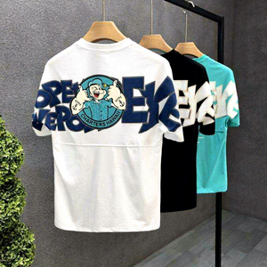 Camiseta de Verano para Hombre, Nueva <span class=keywords><strong>Marca</strong></span> Europea de Moda, con Letras Bordadas, Cuello Redondo, Manga Corta, de Algodón - Product Image 1