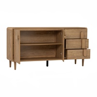 Aparador Contemporáneo Moderno de Roble Malayo Natural LOME de 1.6M, Tablero Laminado Ecológico, Almacenamiento para Comedor, Caja de Exportación