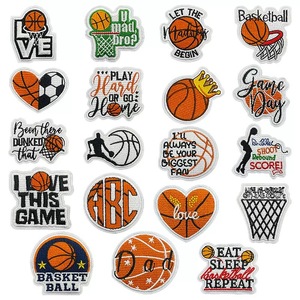 Parches de Baloncesto Bordados, Insignia 'Eat Sleep Basketball Repeat', Aplique Termoadhesivo 'Slam Dunk' para Camisetas de Equipo y Ropa Deportiva - Product Image 1