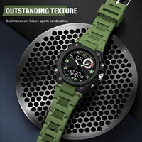 SHUAIKE Herenhorloge met dubbele tijdweergave, LED, sportief, 954 analoog-digitaal horloge met waterdichte functie en alarm, Relogio Masculino