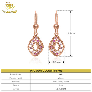 <span class=keywords><strong>Boucles</strong></span> <span class=keywords><strong>d</strong></span>'<span class=keywords><strong>oreilles</strong></span> <span class=keywords><strong>pendantes</strong></span> géométriques en zircon or rose pour enfants - Bijoux mignons en argent sterling 925 pour petites filles - Product Image 2