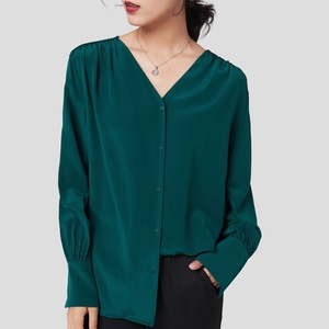 Weiches Elegantes Seiden-Crêpe-de-Chine-Hemd Mattes Seidenhemd für Damen - Product Image 3