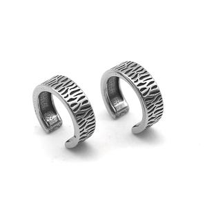 Pendientes de Oreja para Hombre, Acero Inoxidable 316L, Hipoalergénicos, Textura de Corteza de Árbol, Banda Ancha, Sin Perforación, Clip, Estilo Vintage, Minimalista, Regalo Único - Product Image 3