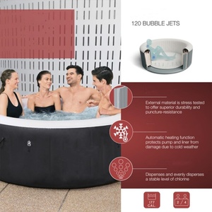 Baignoire de massage ronde gonflable 71*26 pouces, couleur noire, avec couvercle pour spa extérieur, 120 volts, 177 gallons, relaxation familiale - Product Image 3