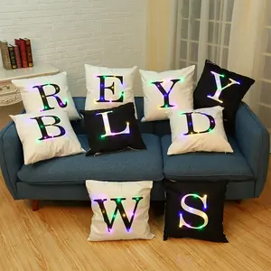 字母LED坐垫盖照明字母印刷枕头盖装饰枕套家庭沙发办公室枕套