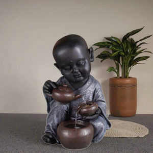 Fontaine d'eau en polyrésine pour jardin, jeune <span class=keywords><strong>moine</strong></span> d'intérieur - Product Image 3