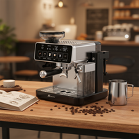 Anbo Druckpumpe 20 Bar Elektrische Cafetera De Expreso Halbautomatische Kaffeemaschine mit Vollmetallgehäuse für Zuhause