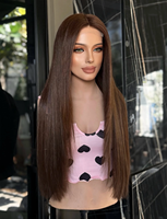 Perruque Lace Front 13*4 en Cheveux Humains Lisses, Semi-Préfabriquée, Sans Colle, Pré-Pluckée, Ligne de Cheveux Naturelle, Qualité Supérieure