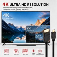 Câble Micro HDMI vers HDMI plaqué or 4K pour appareil photo, ordinateur portable, téléviseur HD, moniteur