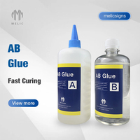 Colle AB transparente à séchage rapide 500ML+500ML, adhésif bicomposant pour lettres en aluminium, bobines et bandes lumineuses 3D
