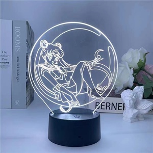 Lámpara de luz nocturna 3D de ilusión 3D, foto personalizada, personajes de Sailor Moon para decoración de dormitorio de niña - Product Image 5