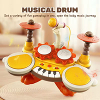 Educational Game Electronic Drum Keyboard Musical Instruments Toy Piano With Microphone for Kids With Light Music