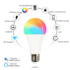 BLE thông minh e27led ánh sáng 9 wát RGB Trắng Dimmable Alexa/Google nhà tương thích thanh thiết kế cho khách sạn <span class=keywords><strong>Android</strong></span> hoạt động - Product Image 1
