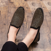 Mocassins élégants pour hommes en PU avec paillettes de cristal, style britannique, à enfiler, antidérapants, pour mariage et soirée, collection automne-printemps