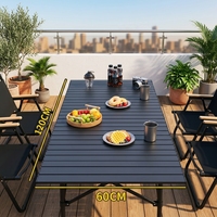Ensemble table et chaises pliantes rectangulaires d'extérieur en acier carbone, portable et imperméable pour le camping et les pique-niques