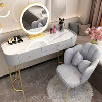 2025 Rock Board luxe verre coiffeuse moderne Simple chambre Design haut de gamme petit maquillage vanité Internet célébrités bois