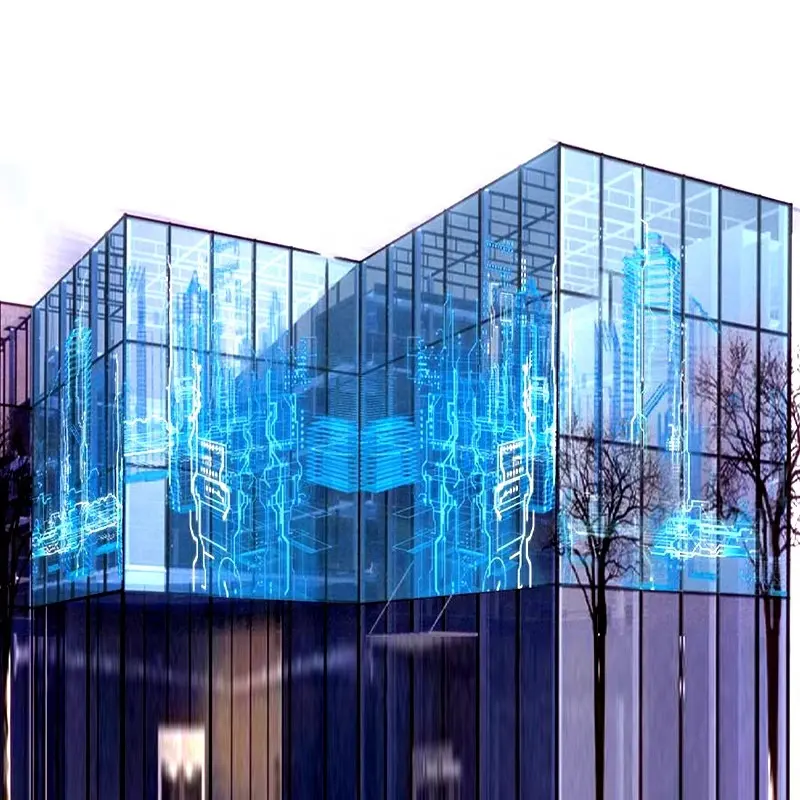 P15.625-15.625 야외 방수 투명 유리 Led 커튼 디스플레이 스트립 건물 광고에 대한 메쉬 스크린
