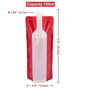 Bolsa Ecológica Personalizada para Bebidas con Boquilla, Capacidad de 750 ml, Bolsa de Viaje de Plástico para Agua o Vino, Bolsa con Boquilla Vertical - Product Image 2