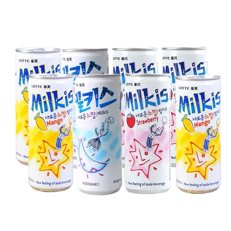 Corée Lotte lait soda boisson mangue fraise aromatisé lait boisson 250ml