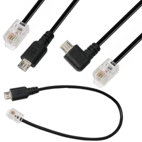 Cable de Extensión Convertidor de Micro USB Macho a RJ9 Macho de Ángulo Recto 4P4C, Cobre Puro, PVC, para Teléfono Móvil, Cámara, Computadora