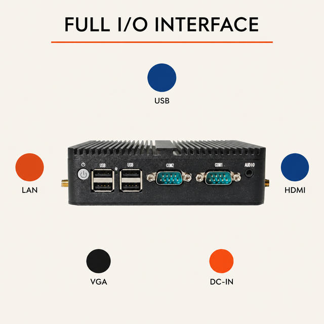 YCT Industrial PC Fanless Embedded Computer Passive Cooling Dual LAN HDMI VGA 2 COM RS232/RS485 Wide Voltage for SCADA System