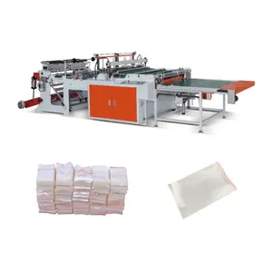 Fully Automatic Bopp Pp Pe double lines Side Seal Self Adhesive Bag Plastic side sealing Bag Cutting Making Machine