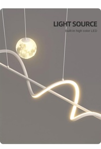 Lustre moderne nordique à bande longue avec hauteur réglable, luminaire suspendu en fer de taille moyenne à LED pour salle à manger et bar - Product Image 6