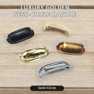 Northern European Adjustable Eco-Friendly Semi-Circular Zinc Alloy Drawer Cabinet Handle <b>Dresser</b> Wardrobe Luxury Creative Golden - Product Image 2