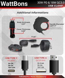 Motorrad-Lenker-Handy-Ladegerät, 30W Typ-C PD & 18W QC3.0 USB-Ladegerät, ATV Wasserdichte Dual-USB-Buchse für Handy, Tablet, GPS - Product Image 2