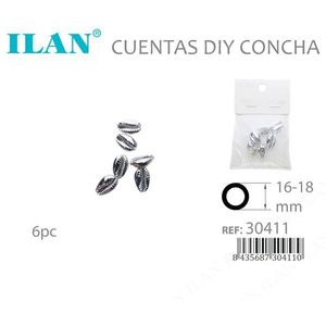 Perline di conchiglia Ilan 16-18 mm placcate in argento per la creazione di gioielli fai da te 6 pezzi - Product Image 3