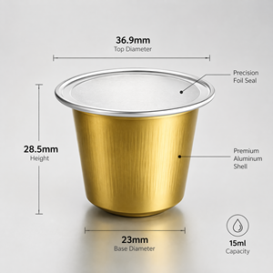 Capsule di Alluminio Monouso da 15ml per Espresso 37x29mm, Colore Personalizzato per Cialde di Caffè Compatibili, Uso Domestico/Commerciale - Product Image 4