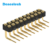Connecteur à broches pogo double rangée Denentech 2,54 mm mâle H2,5 mm, angle droit, contact en laiton, 12 V IP20 pour carte de circuit imprimé de montre intelligente