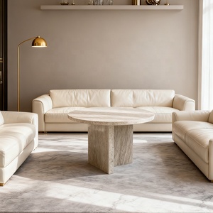 Tavolino <span class=keywords><strong>da</strong></span> Salotto in Marmo Nordico, Tavolino <span class=keywords><strong>da</strong></span> Letto per Soggiorno e Camera <span class=keywords><strong>da</strong></span> Letto in Marmo Moderno, Set di Tavolini <span class=keywords><strong>da</strong></span> Caffè in Travertino per Divano e Esterni, Tavolino Laterale Piccolo - Product Image 2