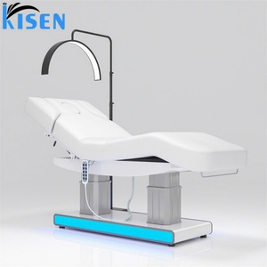 KISEN High Quality Wooden Base With LED Light Double Column High Load Bearing 4 Motor Electric Beauty Massage <b>Bed</b> Facial <b>Bed</b> - Product Image 1