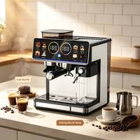 Cafetera 3 en 1 para el Hogar, Pantalla Táctil Inteligente y Luz Dinámica, Cafetera Espresso Totalmente Automática de 20 Bares con Molinillo