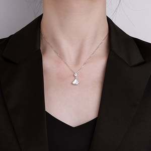 S925 <b>Sterling</b> <b>Silver</b> Fan-shaped Moissanite <b>Necklace</b> - Product Image 3
