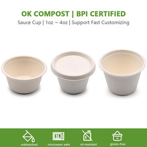 Tasses de Bagasse en pâte de canne à <span class=keywords><strong>sucre</strong></span> compostables imprimées personnalisées, de canne à <span class=keywords><strong>sucre</strong></span>, de Sauce à café, de soupe, de crème glacée, tasses chaudes et froides avec couvercle - Product Image 4