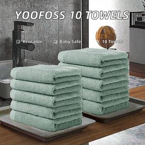 Ensemble de 10 serviettes de toilette pour bébé Yoofoss, luxueuses, solides, réutilisables, multi-usages, pour la salle de bain, le spa, la cuisine, vert - Product Image 2