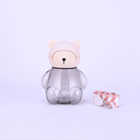 Bouteille d'eau Tritan pour enfants en forme d'ours et de lapin, anti-fuite, avec paille rabattable et sangle réglable pour étudiants et activités de plein air