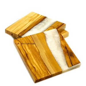 Nouveau bois d'acacia naturel et pierre de marbre avec sous-verres personnalisés polis de haute qualité sous-verres en marbre ardoise tapis en silicone - Product Image 2