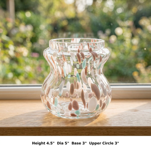 Porte-bougie en verre résistant à la chaleur, rond, avec motif de pulvérisation multicolore, fait à la main pour la décoration de la maison - Product Image 3