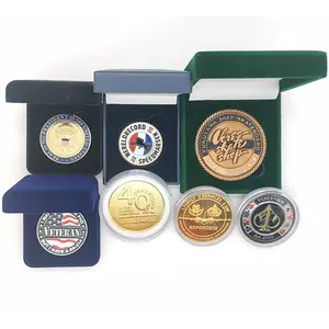 Hoge Kwaliteit Aangepaste Verpakking Lederen Vitrine Munt Medaille Revers Pin Verpakking Geschenk Presentatie Fluwelen Doos