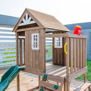 Casita de juegos de madera de 2 pisos para niños con tobogán y rocas para escalar, banco de picnic para patio trasero, juegos infantiles para exteriores. - Product Image 3