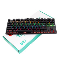 BIOJEE 87키 유선 기계식 게임 키보드 RGB LED 백라이트 안티 고스팅 PC 및 노트북용
