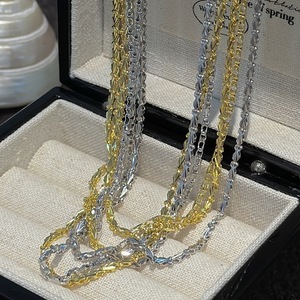 Collier à motif S999 de style vintage, design tendance, en argent pur plaqué or, pour superposer et porter - Product Image 1