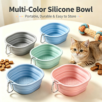 Vente en gros d'accessoires pour animaux de compagnie, bols de nourriture pliables et portables en silicone pour chiens et chats, colorés et personnalisés