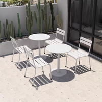 Ensemble bistrot moderne en aluminium vert pour l'extérieur, table et chaises résistantes aux intempéries pour cour, balcon, jardin, restaurant