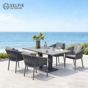 Muebles modernos para exteriores, juego de comedor para patio, 4 plazas, para jardín, hotel, patio, restaurante, mesa de altura ajustable. - Product Image 1
